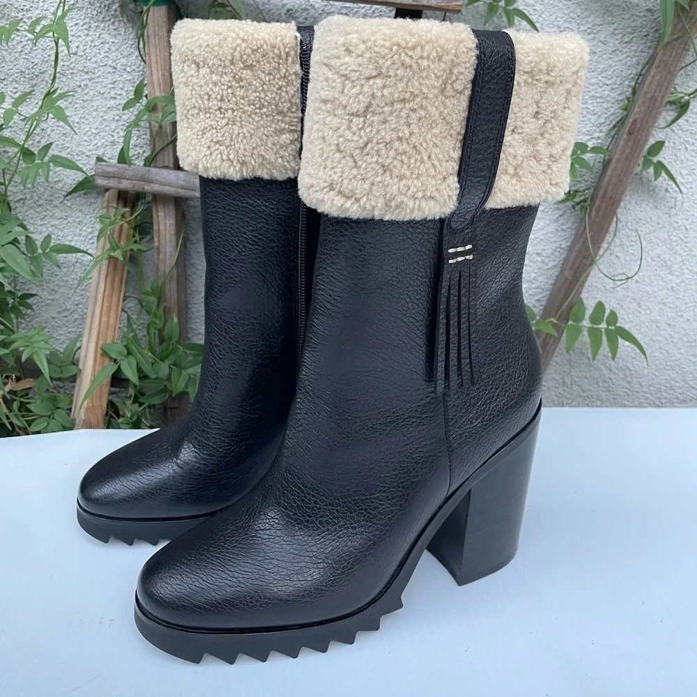 Paige Whitney Shearling Lined Boot in Black NEW